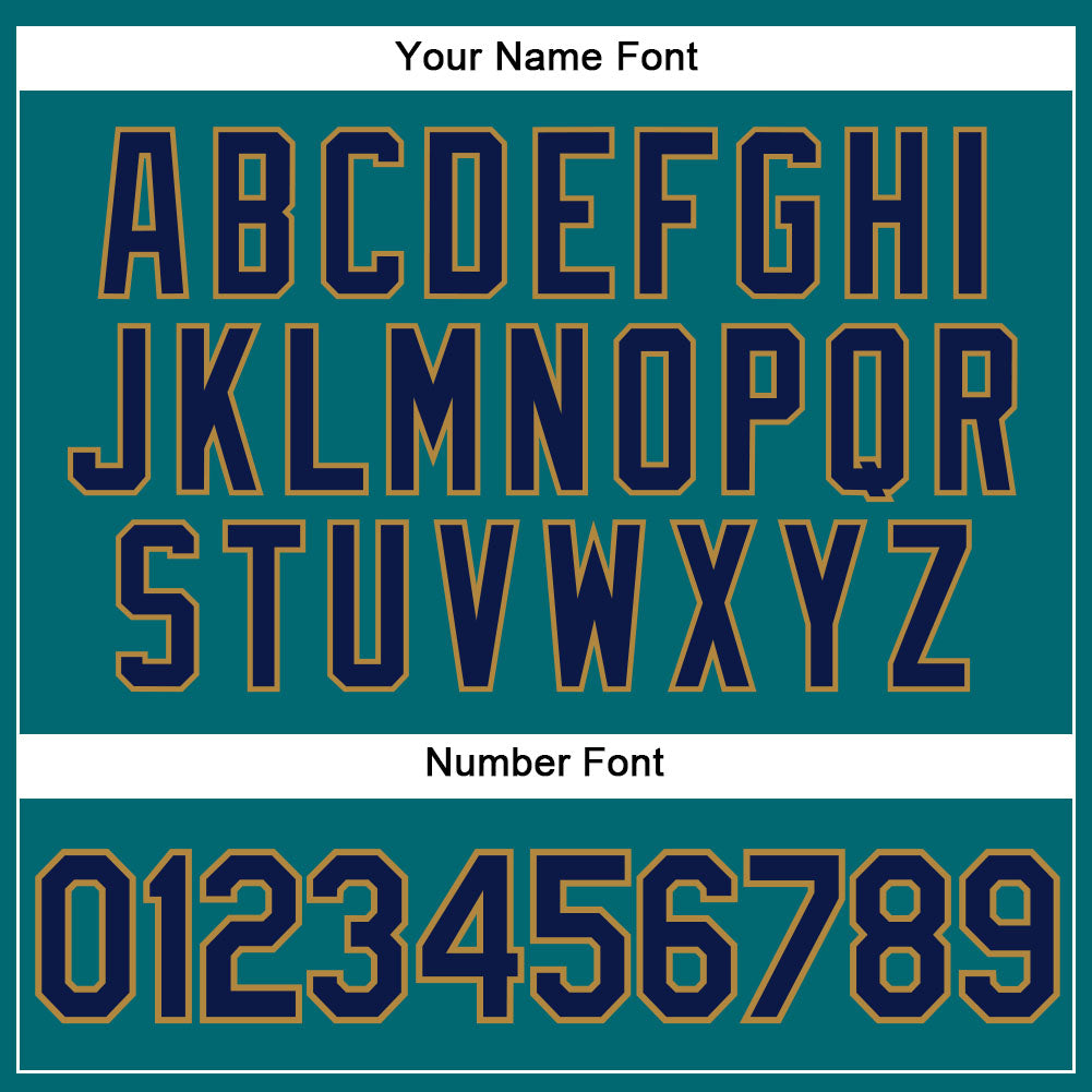 Custom Teal Navy-Old Gold Mesh Authentic Football Jersey