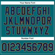 Custom Teal Navy-Old Gold Mesh Authentic Football Jersey
