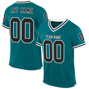 Custom Teal Black-White Mesh Authentic Throwback Football Jersey