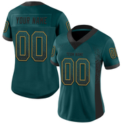 Custom Midnight Green Black-Old Gold Mesh Drift Fashion Football Jersey