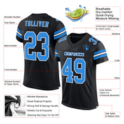 Custom Black Powder Blue-White Mesh Authentic Football Jersey