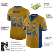 Custom Old Gold Royal-White Mesh Drift Fashion Football Jersey