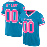 Custom Panther Blue Pink-White Mesh Authentic Throwback Football Jersey