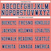 Custom Pink Navy-White Stitched Cuffed Knit Hat