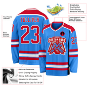 Custom Powder Blue Red-White Hockey Jersey