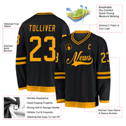 Custom Black Gold Hockey Jersey