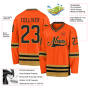 Custom Orange Black-Old Gold Hockey Jersey