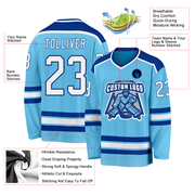 Custom Sky Blue White-Royal Hockey Jersey