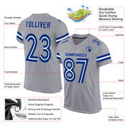 Custom Light Gray White-Royal Mesh Authentic Football Jersey