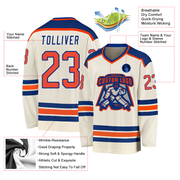Custom Cream Orange-Royal Hockey Jersey