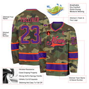 Custom Camo Purple-Orange Salute To Service Hockey Jersey