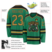Custom Kelly Green Old Gold-Black Hockey Jersey