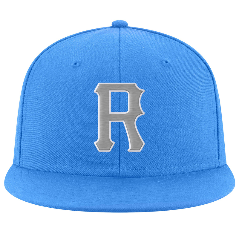 Custom Powder Blue Gray-White Stitched Adjustable Snapback Hat
