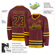 Custom Burgundy Black-Gold Hockey Jersey
