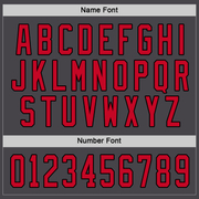 Custom Steel Gray Red-Black Hockey Jersey