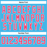 Custom Sky Blue Neon Pink-White Hockey Lace Neck Jersey