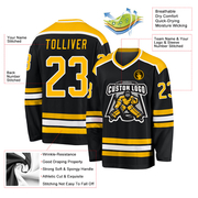 Custom Black Gold-White Hockey Jersey
