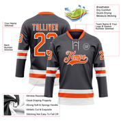 Custom Steel Gray Orange-White Hockey Lace Neck Jersey