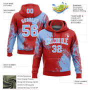 Custom Stitched Red Light Blue-White 3D Pattern Design Abstract Brush Stroke Sports Pullover Sweatshirt Hoodie