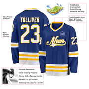 Custom Royal White-Gold Hockey Jersey