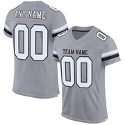 Custom Light Gray White-Black Mesh Authentic Football Jersey