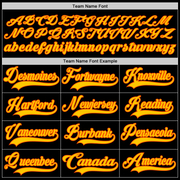 Custom Black Yellow-Orange Hockey Lace Neck Jersey