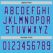 Custom Sky Blue Dark Purple-White Hockey Jersey