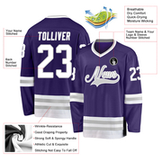 Custom Purple White-Gray Hockey Jersey