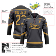 Custom Steel Gray Old Gold-Black Hockey Lace Neck Jersey