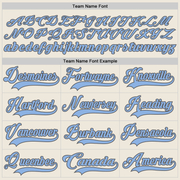 Custom Cream Light Blue-Steel Gray Hockey Lace Neck Jersey