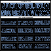 Custom Black Black-Light Blue Stitched Cuffed Knit Hat