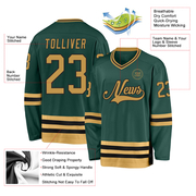 Custom Green Old Gold-Black Hockey Jersey
