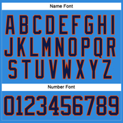 Custom Sky Blue Navy-Orange Hockey Lace Neck Jersey