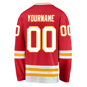 Custom Red White-Gold Hockey Jersey