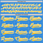 Custom Sky Blue Gold-White Hockey Lace Neck Jersey