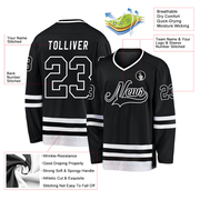 Custom Black Black-White Hockey Jersey