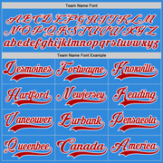 Custom Sky Blue Red-White Hockey Lace Neck Jersey