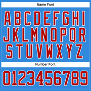 Custom Sky Blue Red-White Hockey Lace Neck Jersey