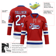 Custom Red White-Royal Hockey Lace Neck Jersey
