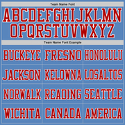 Custom Light Blue Red-White Mesh Authentic Football Jersey