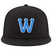 Custom Black Powder Blue-White Stitched Adjustable Snapback Hat