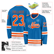 Custom Blue Orange-White Hockey Jersey
