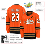 Custom Orange White-Black Hockey Jersey