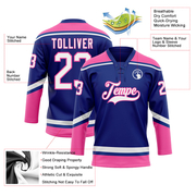 Custom Royal White-Pink Hockey Lace Neck Jersey