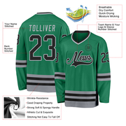 Custom Kelly Green Black-Gray Hockey Jersey