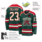 Custom Green Cream-Red Hockey Jersey