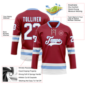 Custom Maroon White-Light Blue Hockey Lace Neck Jersey