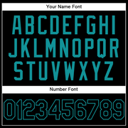 Custom Stitched Black Teal Sports Pullover Sweatshirt Hoodie