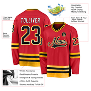 Custom Red Black-Gold Hockey Jersey