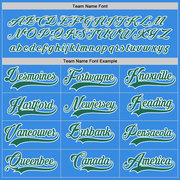 Custom Powder Blue Kelly Green-White Hockey Jersey